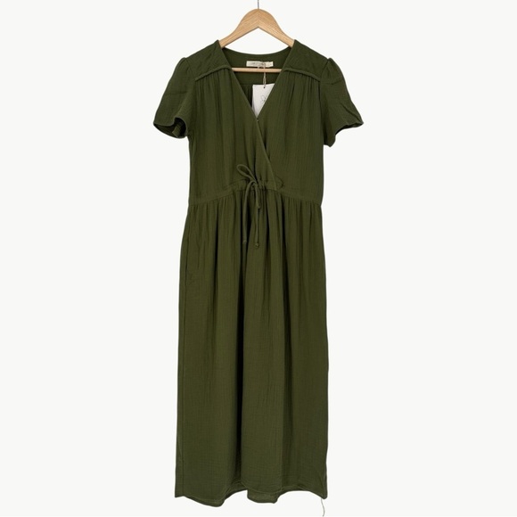 NWT Christy Dawn The Dawn Cotton Gauze Midi Dress | Sz Small | Forest Green - Picture 2 of 16